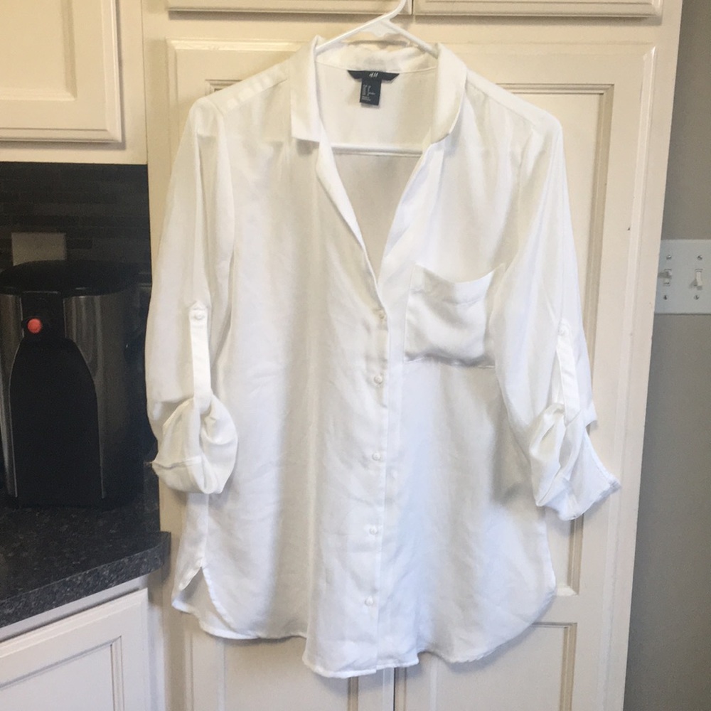 V neck button up blouse